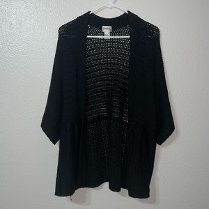 Chico’s Black Jersey Knit Open Front Cardigan Size 3